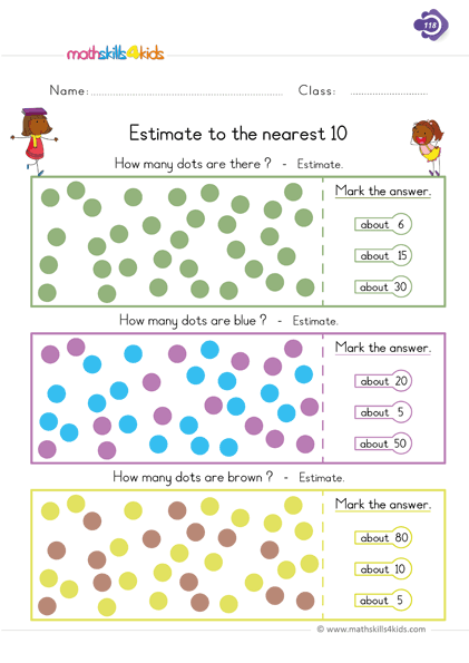 1st Grade Math Estimation Worksheets PDF Rounding And Estimation