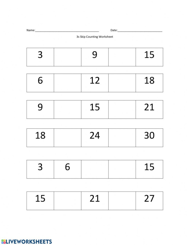 3s Skip Counting Worksheet Worksheet