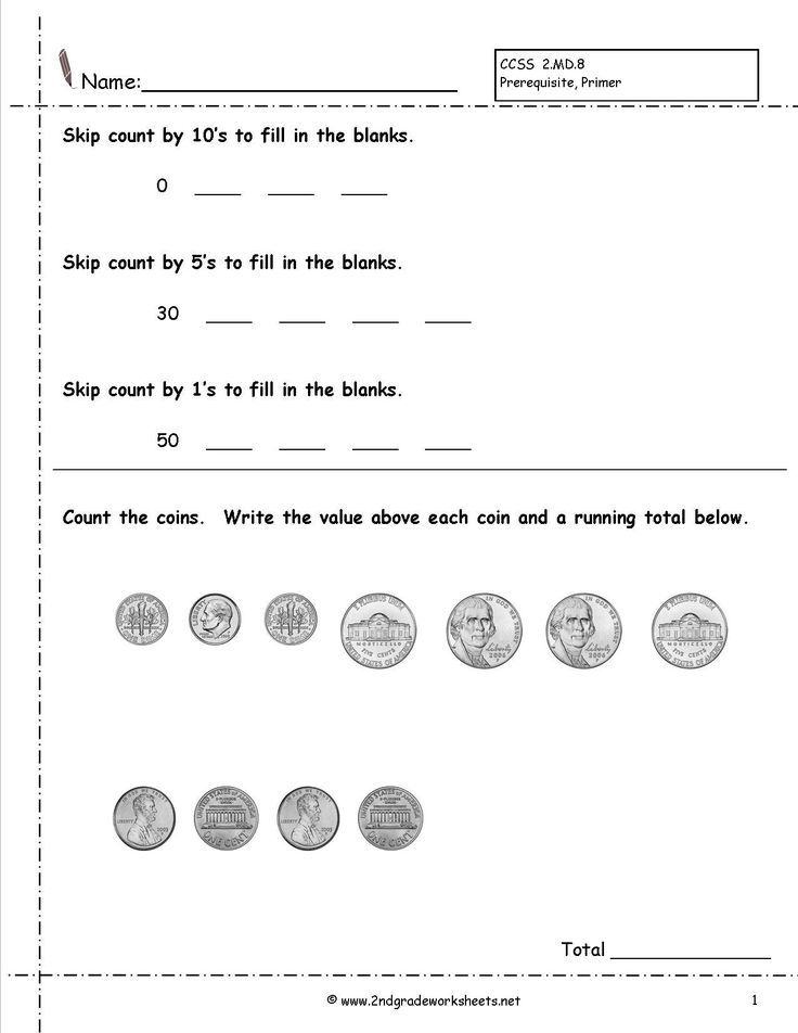 4 Free Math Worksheets Third Grade 3 Counting Money Money Words To 