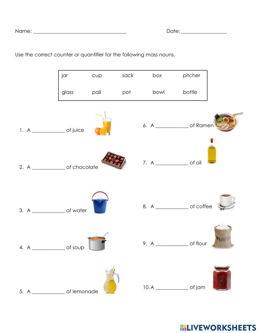 Count And Mass Nouns Worksheets For Grade 1 CountingWorksheets
