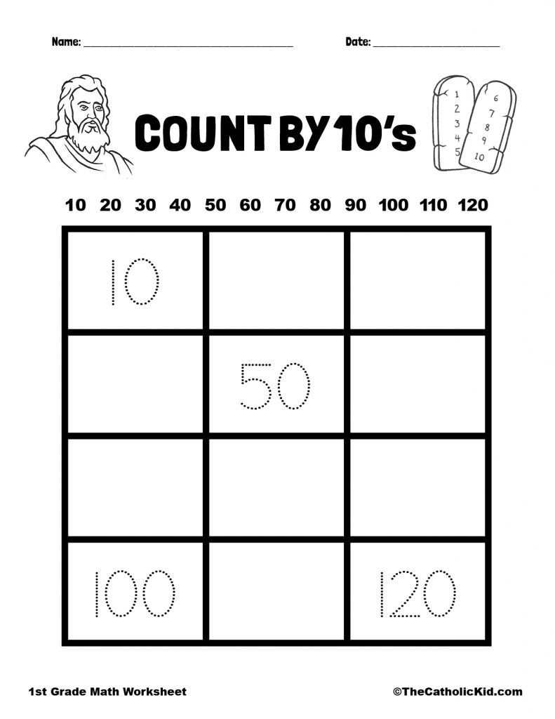 Count By 10 s 1st Grade Math Catholic Worksheet TheCatholicKid