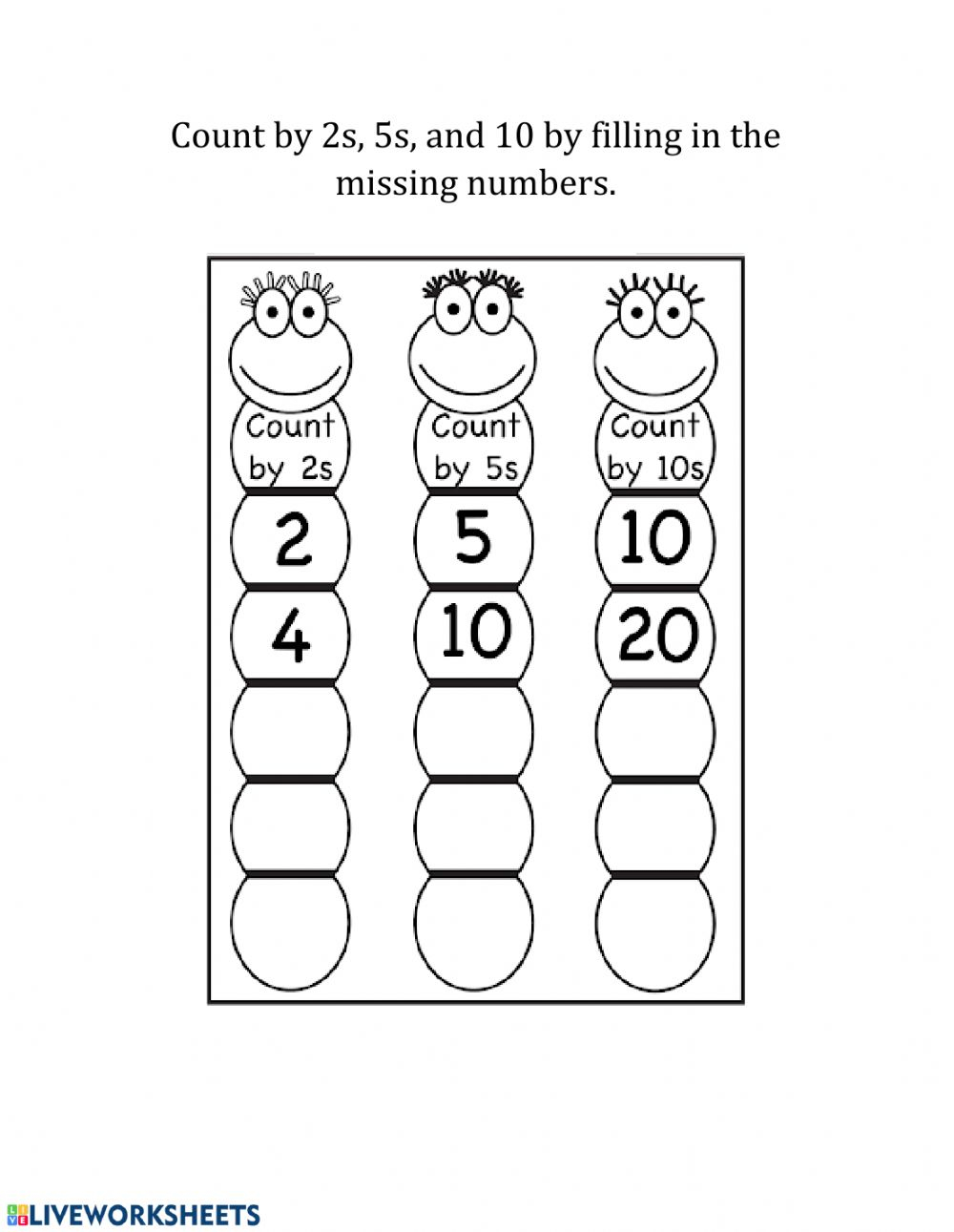 Count By 2s 5s And 10s Worksheet