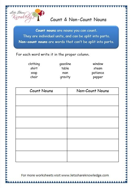 Count Noun And Mass Noun Worksheet Pdf VBATED