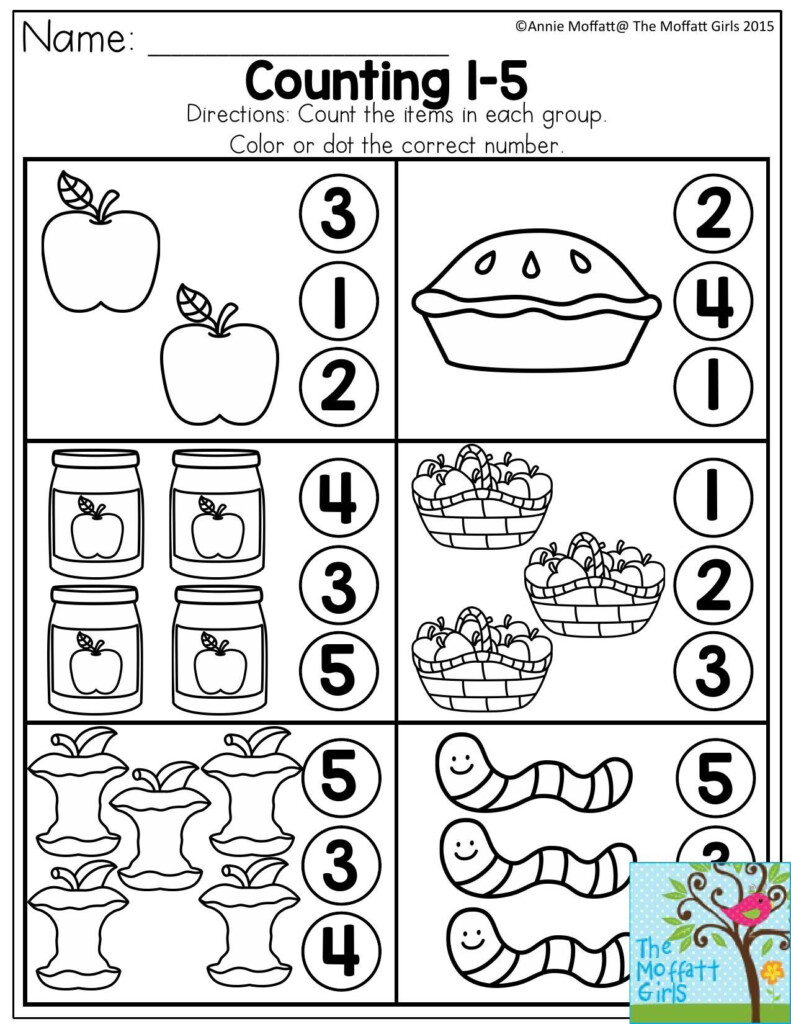 Counting 1 5 Count The Items In Each Group And Dot Or Color The 