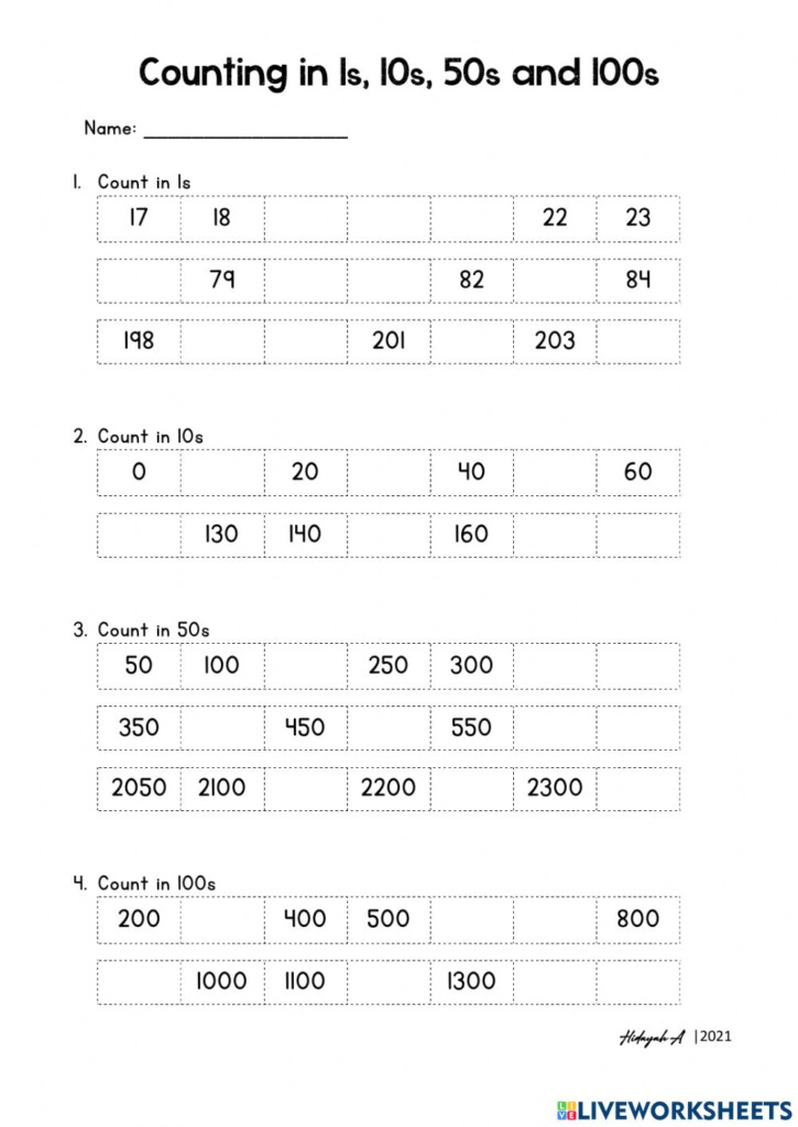 Counting By 1s 10s 50s 100s Worksheet
