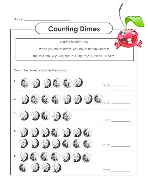 Counting Dimes Worksheet 2 KidsPressMagazine Counting Dimes 