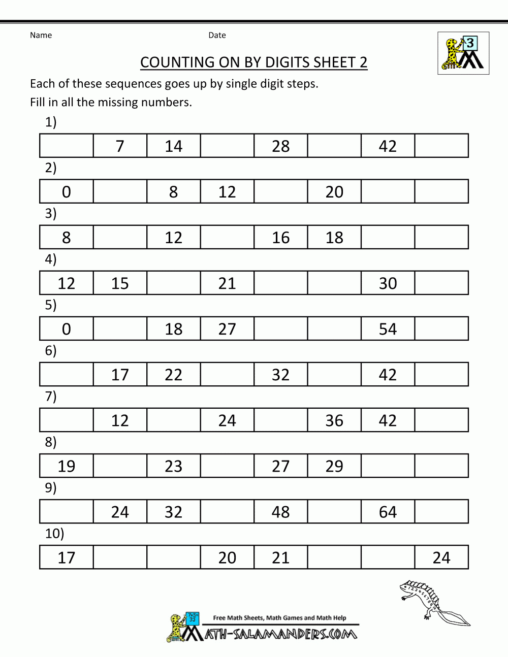 Counting On And Back Worksheets 3rd Grade