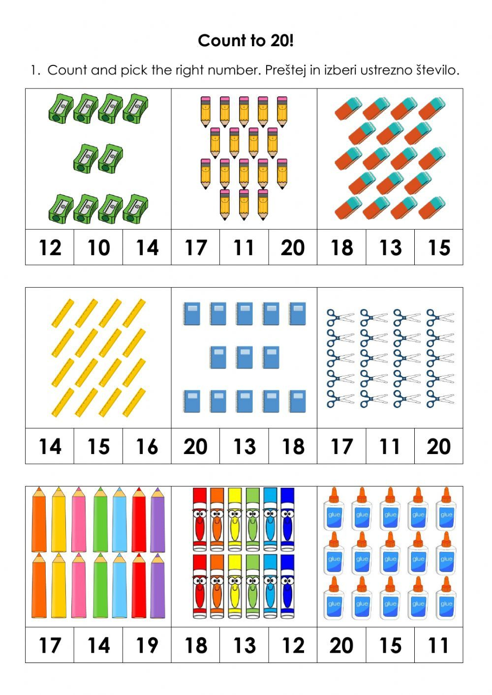 Ficha De Counting To 20 Counting To 20 Kindergarten Worksheets