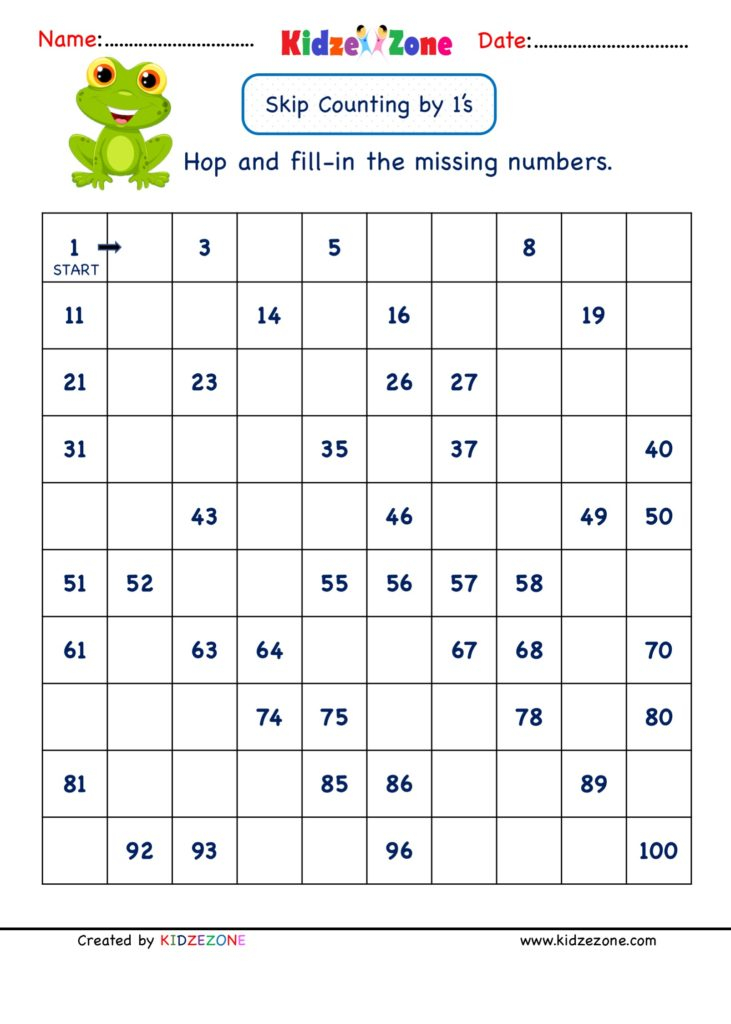 Grade 1 Math Number Worksheets Skip Counting By 1