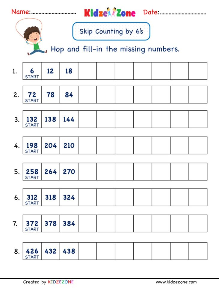 Grade 2 Math Number Practice Worksheets Skip Counting By 6