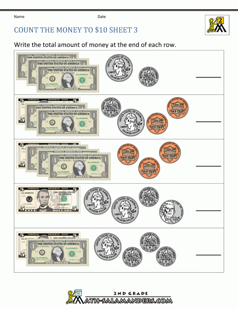 Grade Coin Worksheets Free Printable Money Math For 3rd Making Money 
