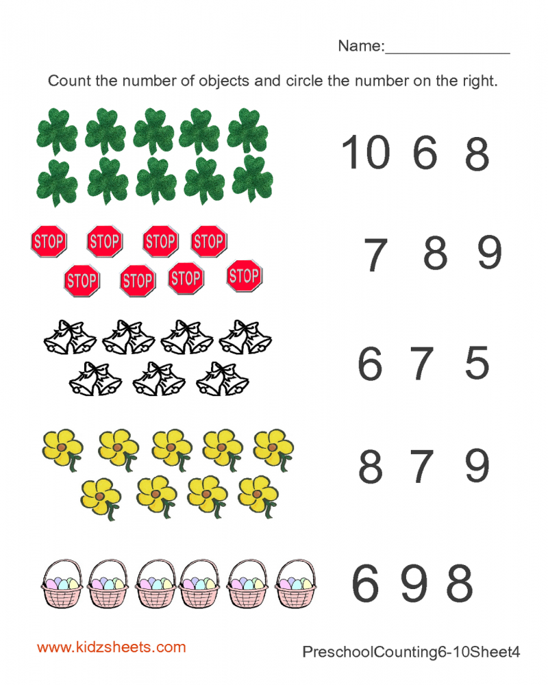 Kindergarten Counting Objects Math Practice Math Worksheets Printable