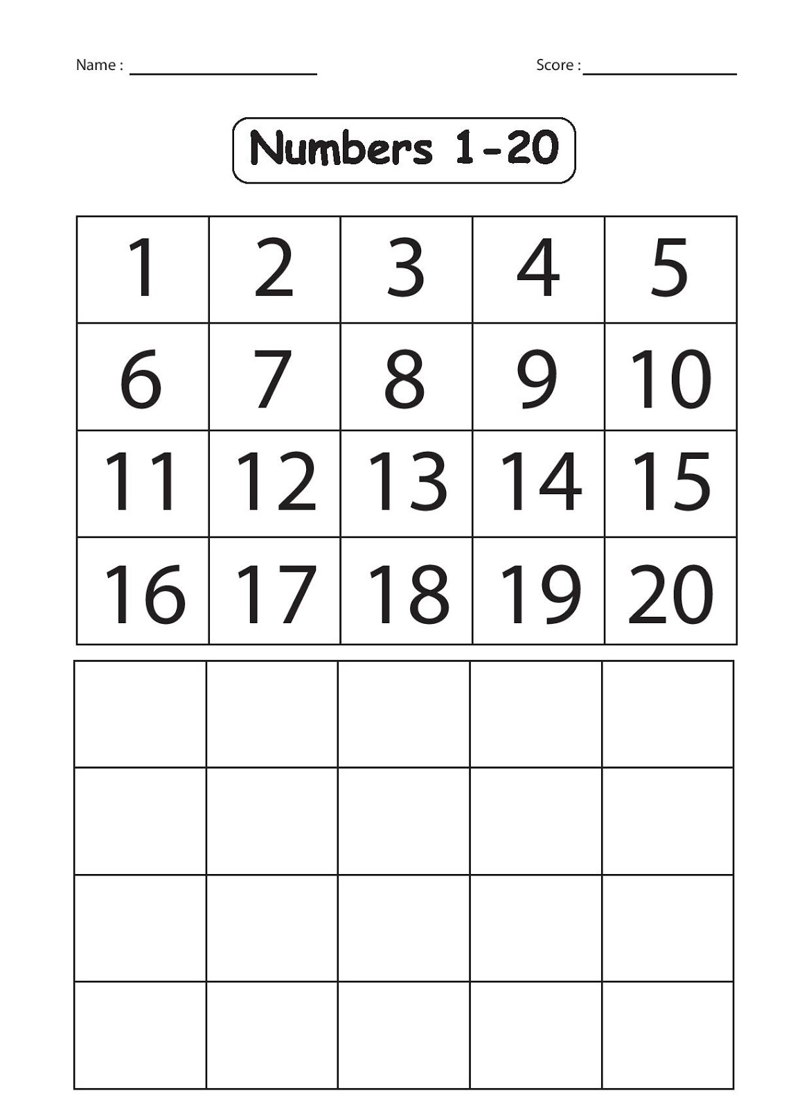 Number Writing Assessment 1 20