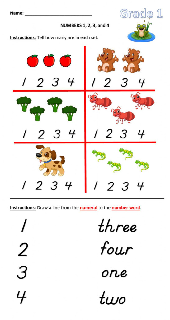 Numbers 1 2 3 And 4 Worksheet