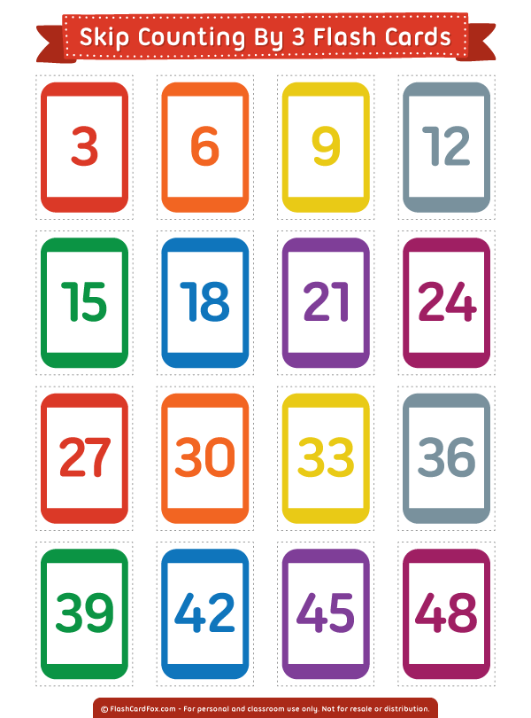 Printable Skip Counting By 3 Flash Cards