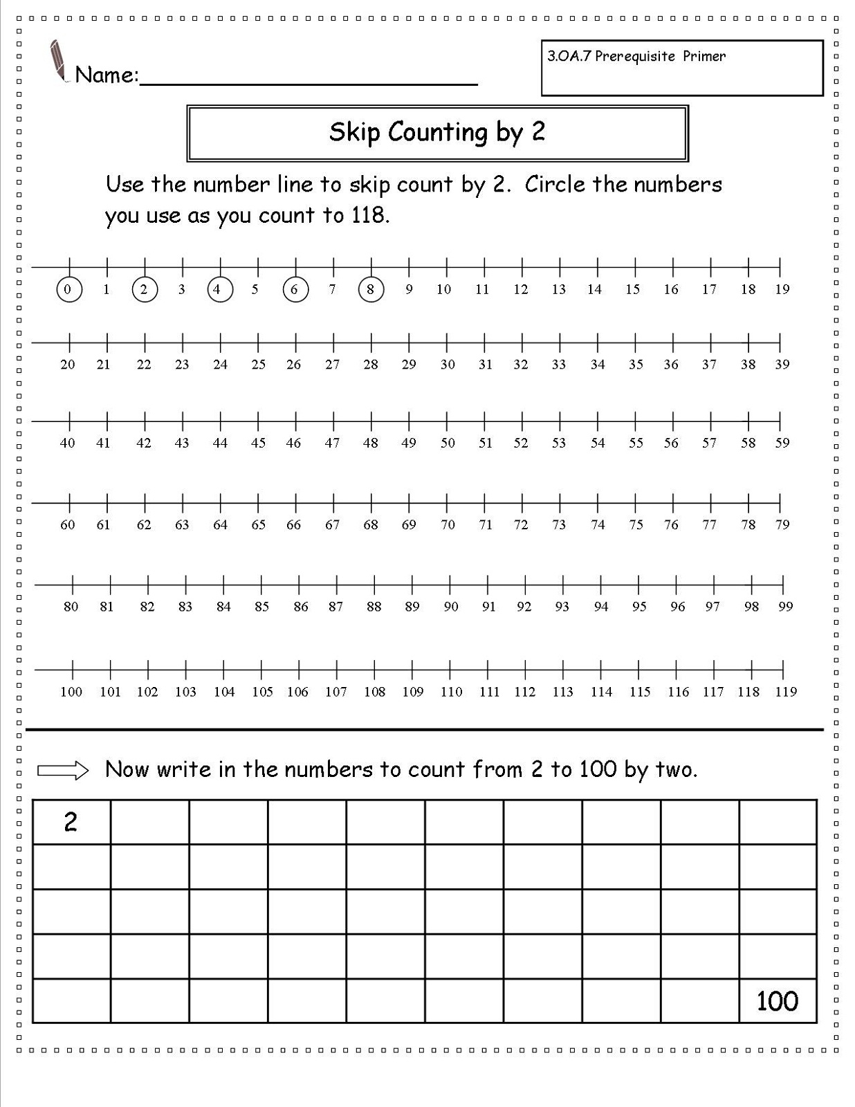 Skip Count By 2 Worksheets Activity Shelter
