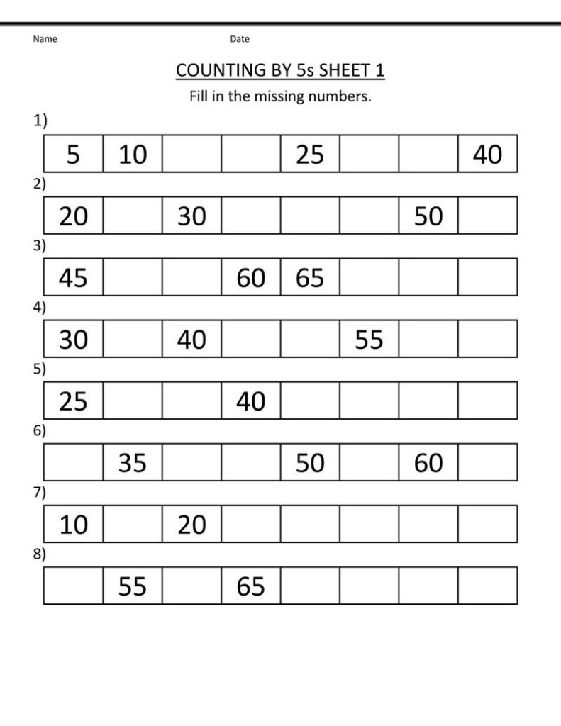 Skip Count By 5 Worksheet For Kids Printable Coloring Pages For Kids 