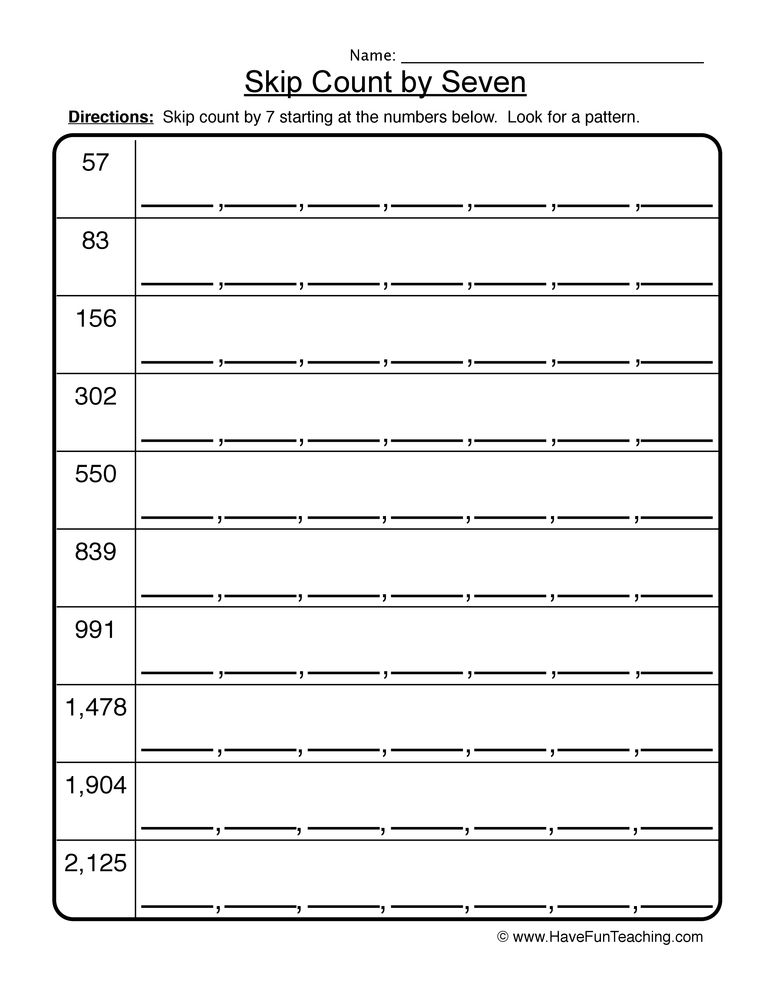 Skip Count By Seven Worksheet Have Fun Teaching