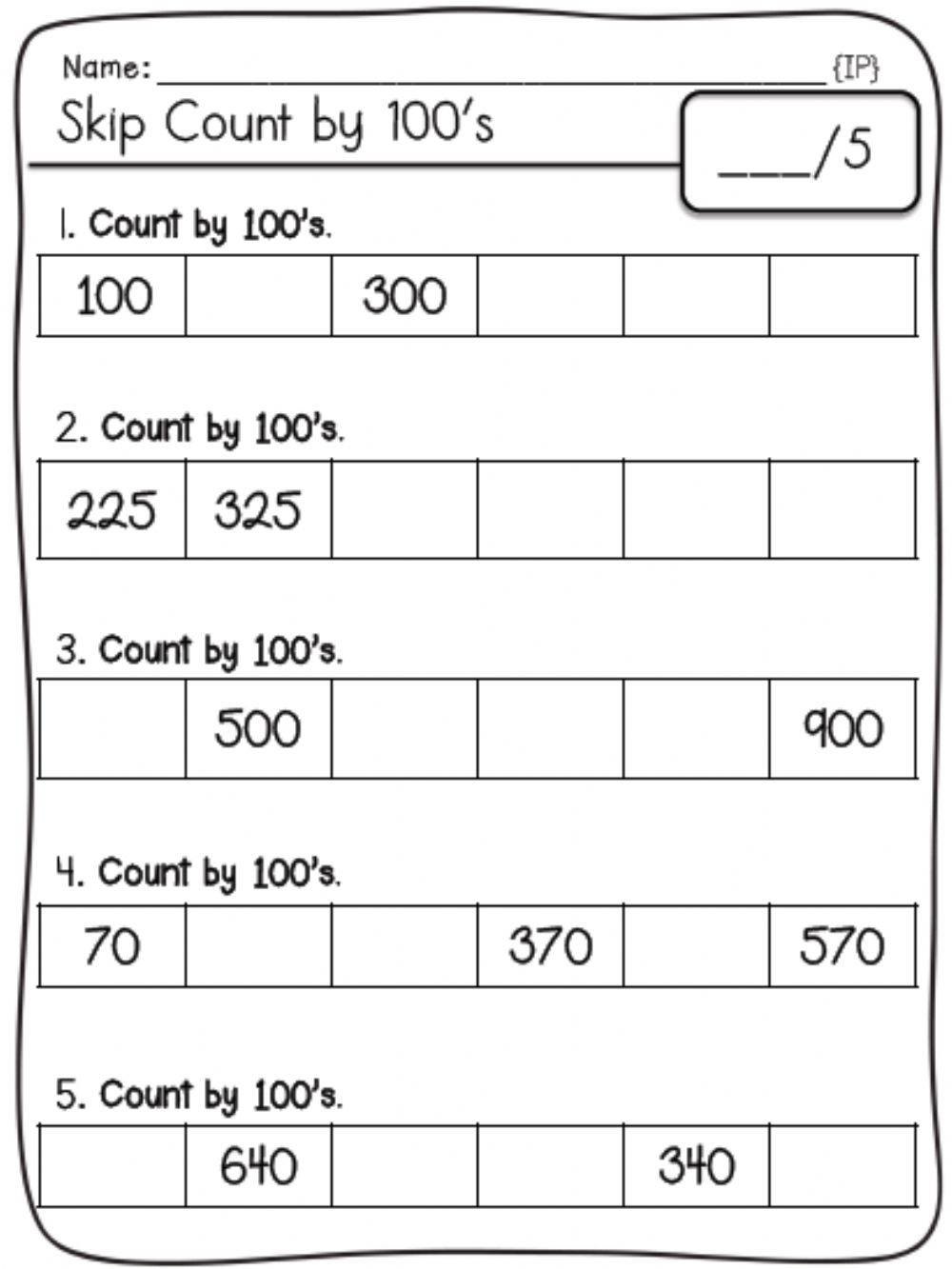 Skip Counting By 100 s Interactive Worksheet