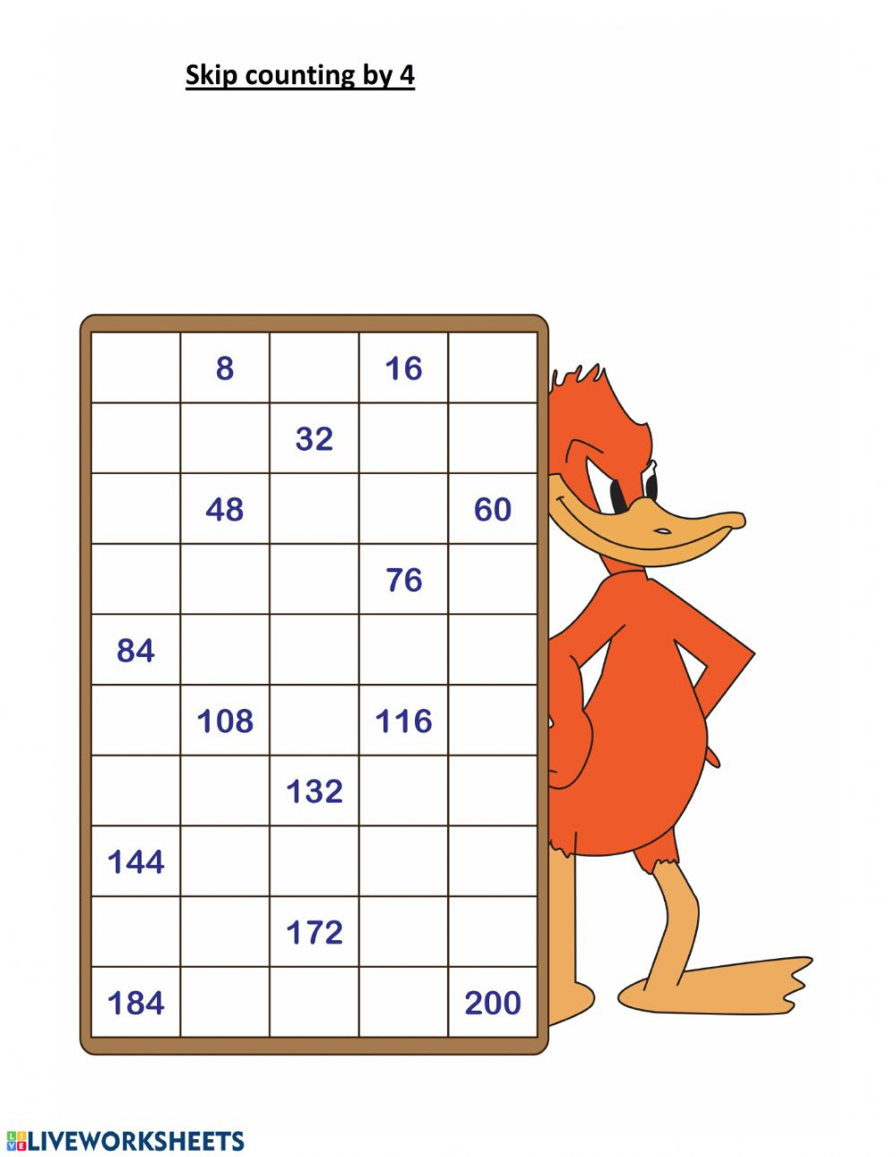 Skip Counting By 4 Worksheet