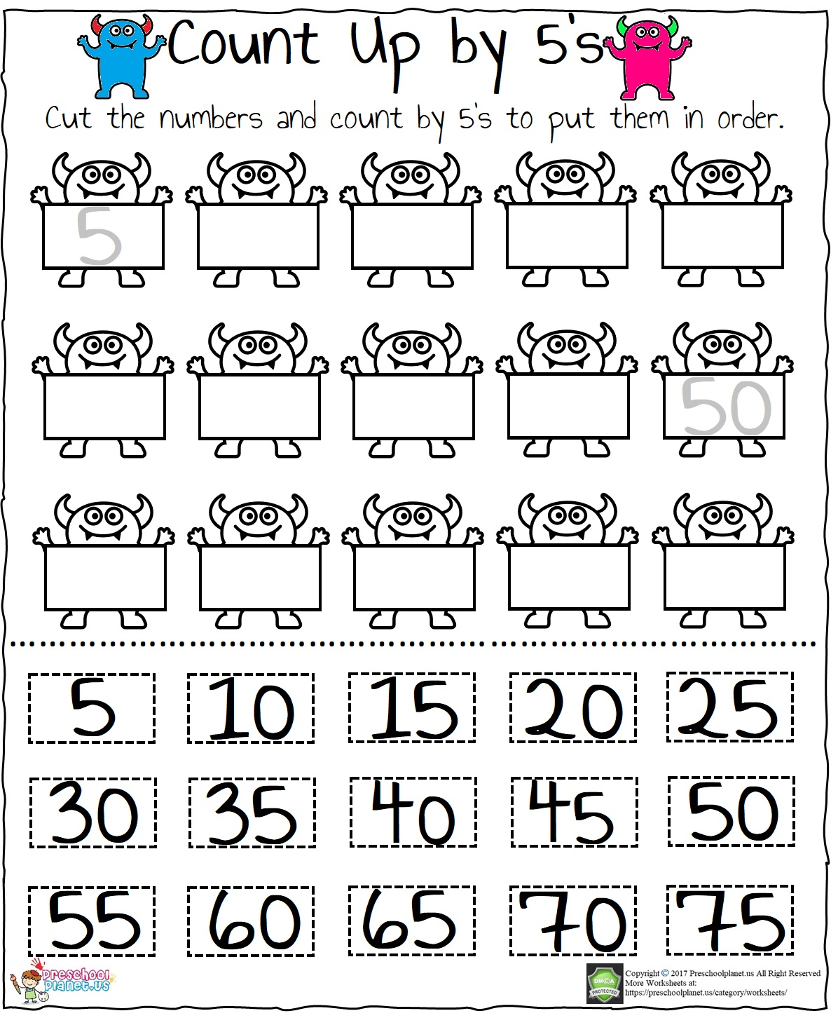 Skip Counting By 5 s Worksheet Pdf Preschoolplanet