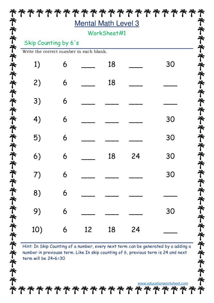 Skip Counting By 6s Worksheet Education Worksheet