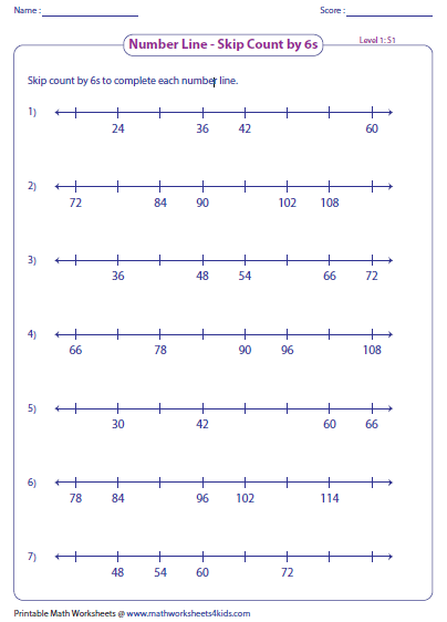 Skip Counting By 6s Worksheets