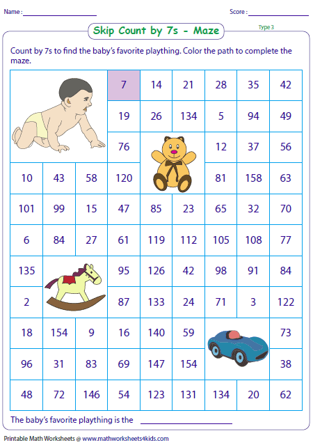 Skip Counting By 7s Worksheets