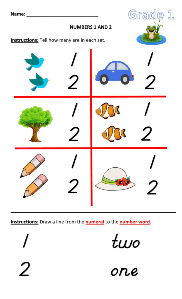 The Numbers 1 And 2 Worksheet
