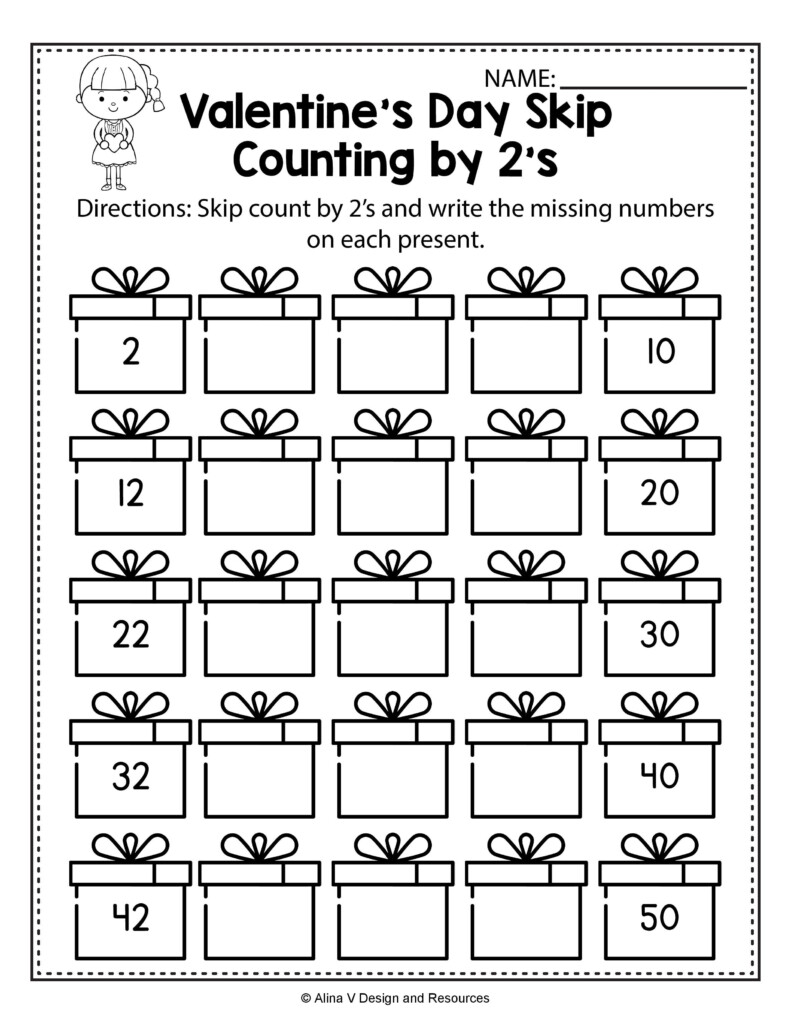 Valentine s Day Skip Count By 2 s Math Worksheets And Activities For 