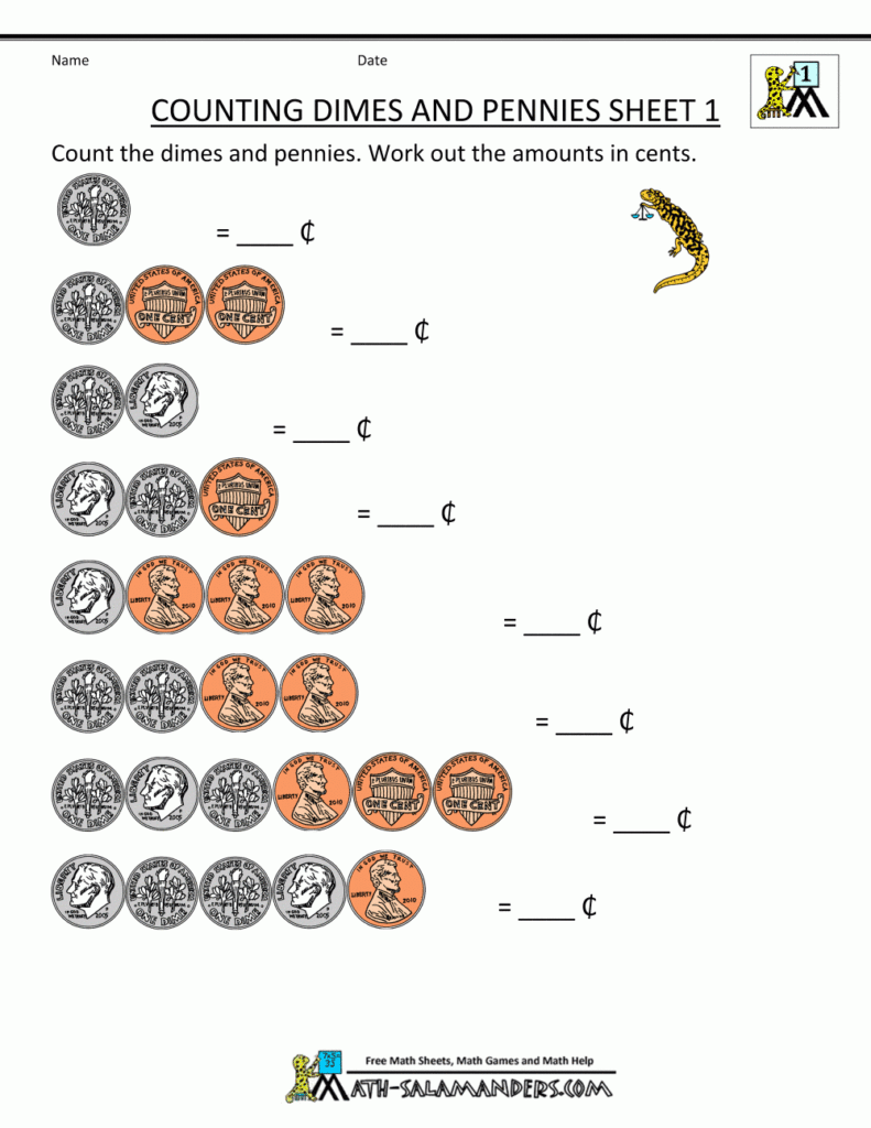 1st Grade Free Printable Counting Coins Worksheets Thekidsworksheet