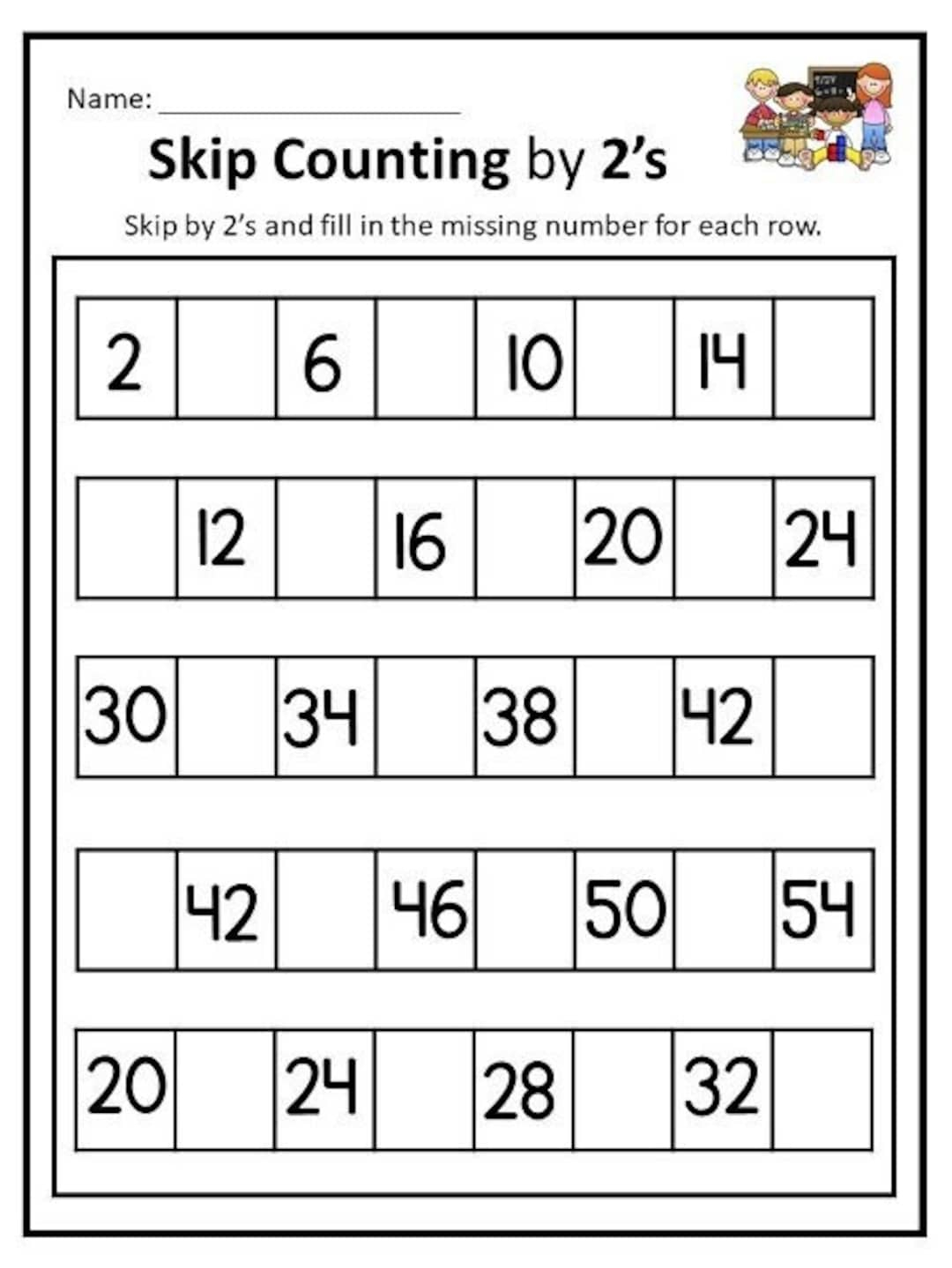 30 Printable Skip Counting Worksheets Skip Counting Count By Etsy