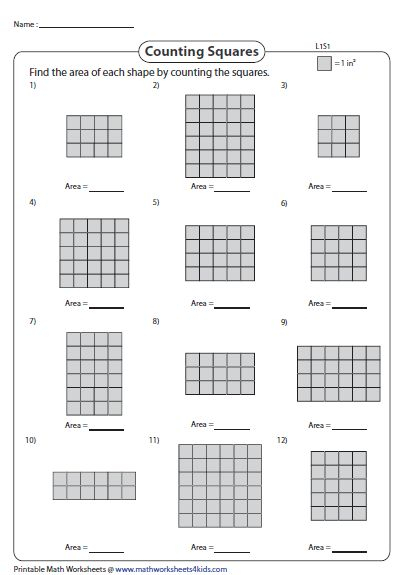Area Square Units Worksheets 3rd Grade