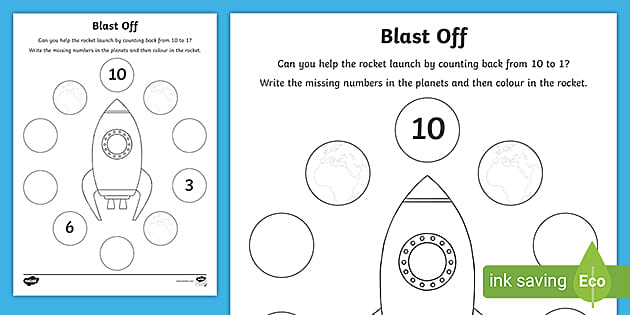 Backward Counting 10 To 1 Worksheet CfE Early Level