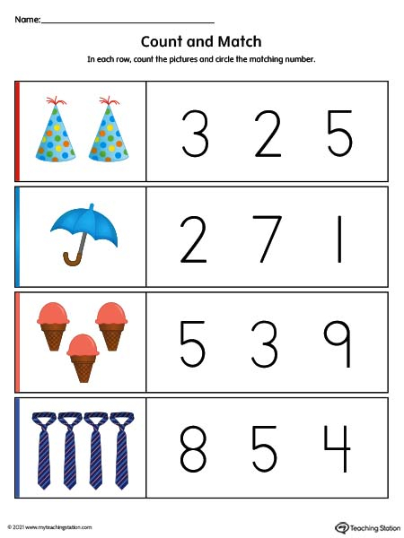 Count And Circle The Correct Number Printable Worksheet Color 