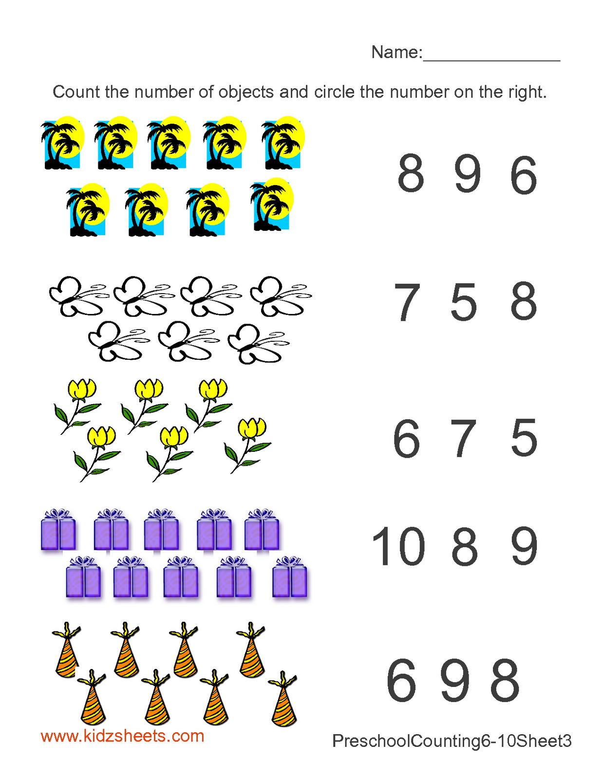 Counting Number Math Worksheets For Kindergarten Kids Activities