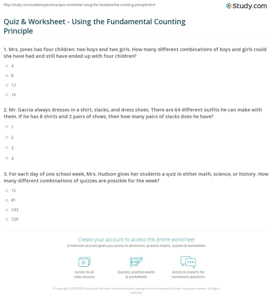 Counting Outcomes Worksheet Worksheet Counting Principles 