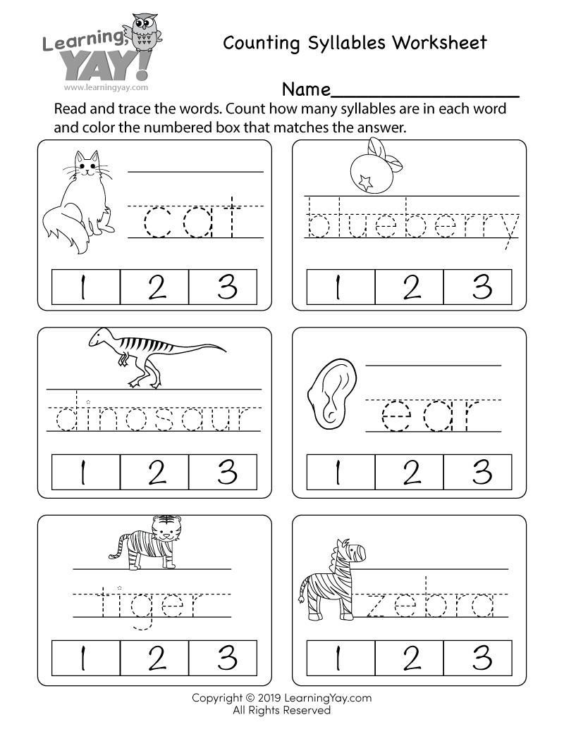 Counting Syllables Worksheet For 1st Grade Free Printable