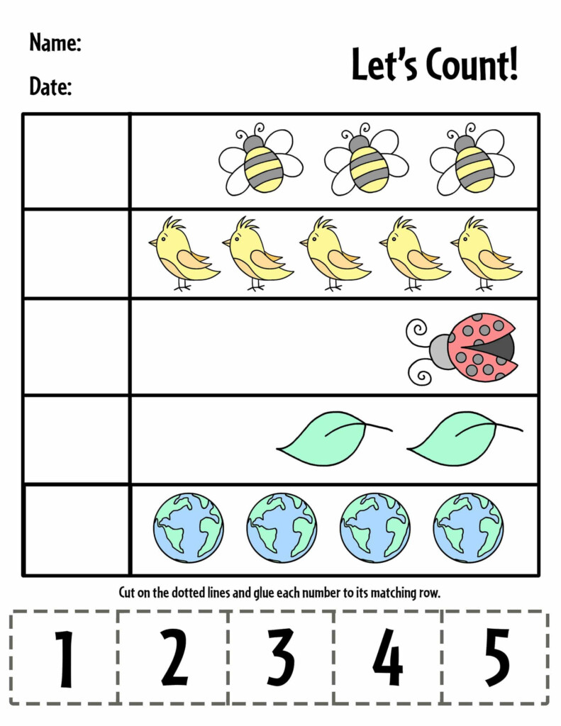 Cut And Paste Numbers 1 5 Worksheets For Preschool The Hollydog Blog