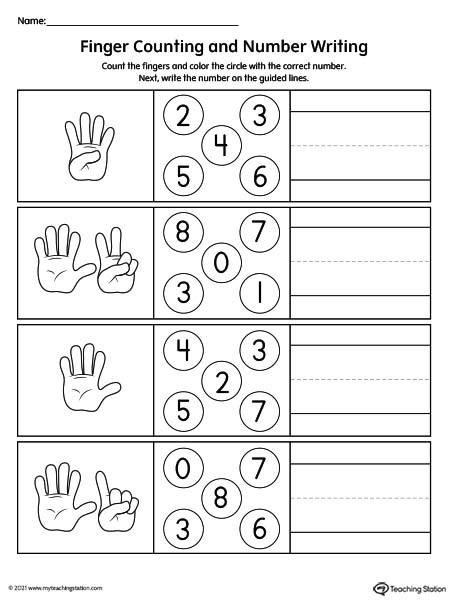 Finger Counting 1 10 And Number Writing Worksheet MyTeachingStation