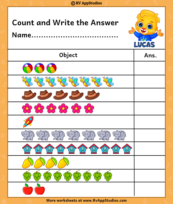 Free Printable Number Counting Worksheets