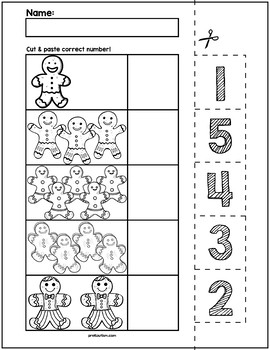 Gingerbread Man Cut Match Worksheets Numbers 1 5 By PreKautism