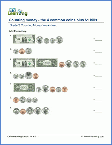 Grade 2 Counting Money Worksheets Free Printable K5 Learning