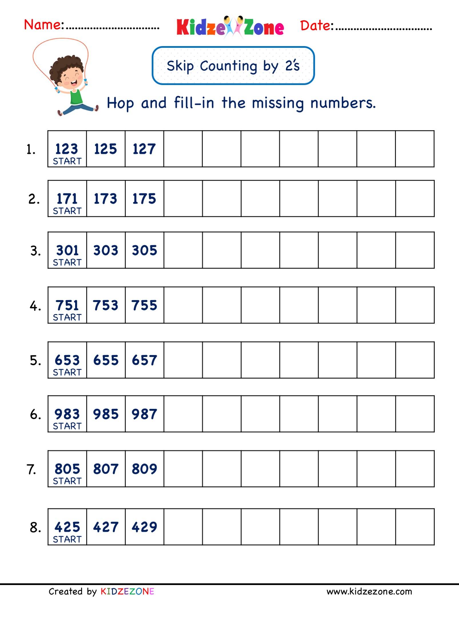 Grade 2 Math Number Practice Worksheets Skip Counting By 2