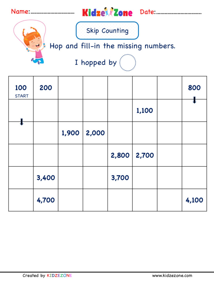 Grade 2 Math Number Worksheets Skip Counting By 100