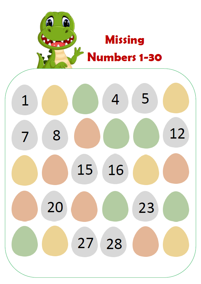 Missing Numbers 1 30 Worksheets For Kindergarten Thekidsworksheet