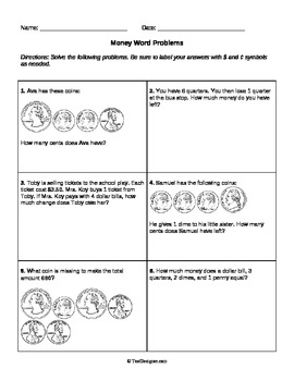 Money Word Problems Grade 2 Common Core 2 MD C 8 By Help Teaching