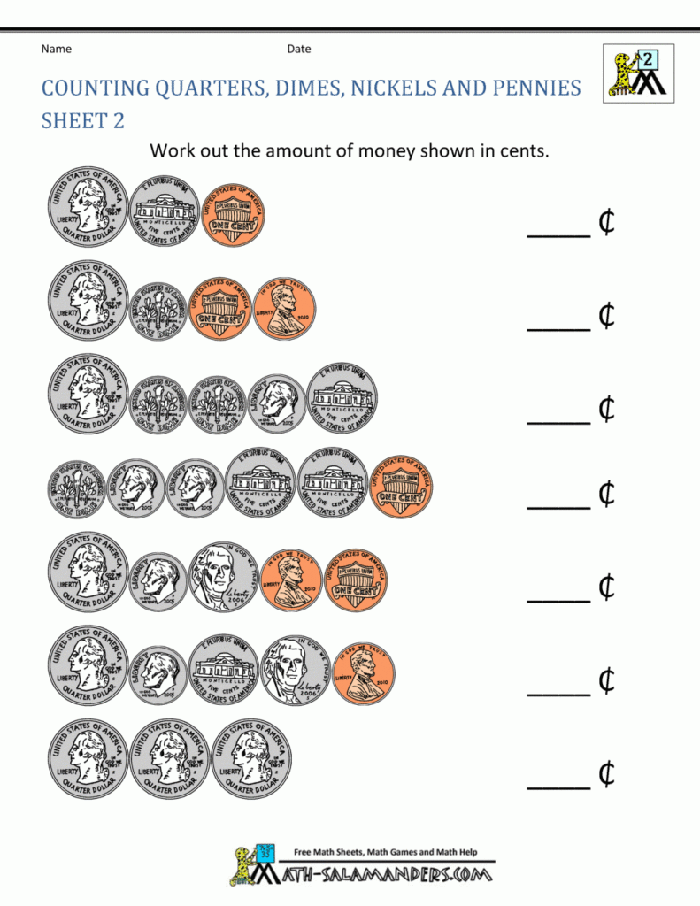 Money Worksheets For Kids 2nd Grade