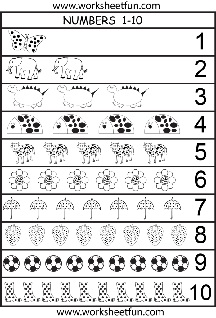 Number Chart 1 10 Free Preschool Worksheets Kindergarten Math Lesson 