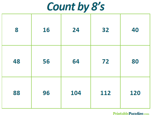 Printable Count By 8 Practice Chart
